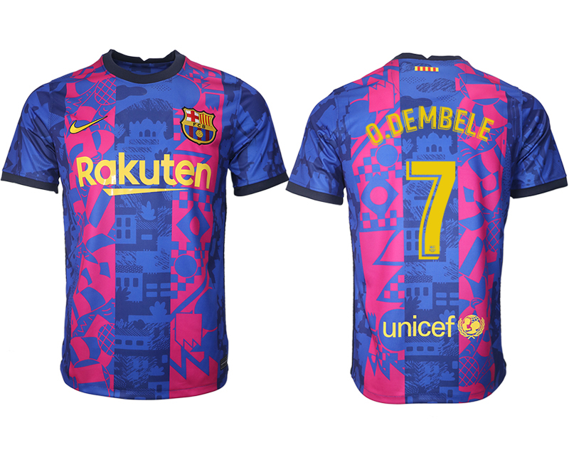 Men 2021-2022 Club Barcelona blue training suit aaa version #7 Soccer Jersey